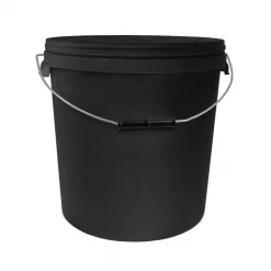 20L Round Black Bucket with Handle & Lid