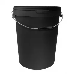 25L Round Black Bucket with Handle & Lid